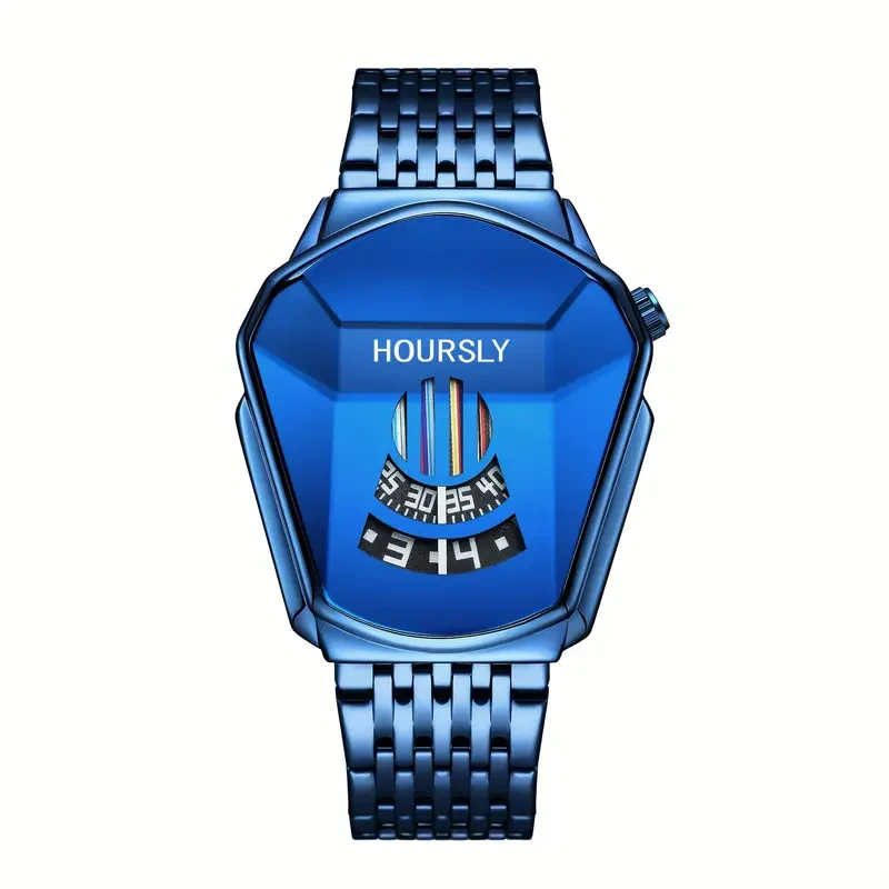 Fashionable Creative Dial Bucket Dial Stainless Steel Strap Quartz Watch