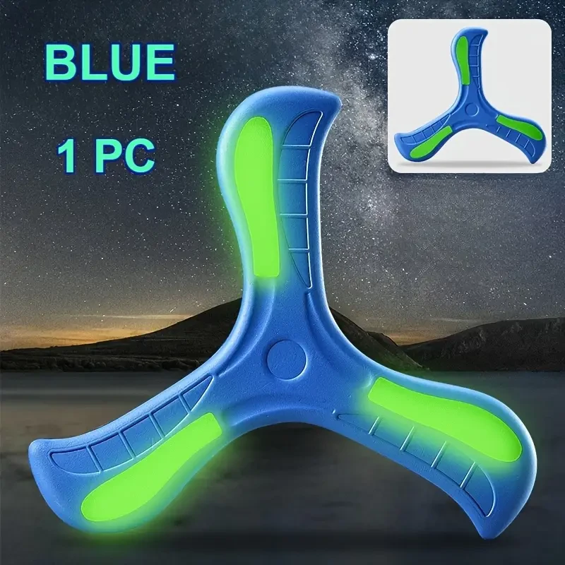 Glow-in-the-Dark Tri-Blade Boomerang for Outdoor Fun - 19.99 cm, Yellow & Green Design, Perfect for Family Games, Camping Activities, and Coordination Skills Development