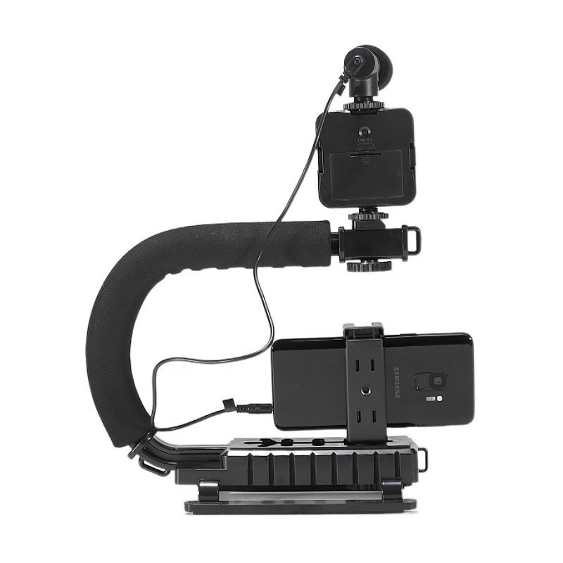 2024 Vlog DV Fill Light Stabilizer Set C-Shaped Sponge Grip Volg Mic Mobile Phone Tracking Bracket Portable U-Shaped Handheld