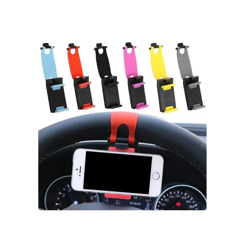 Universal Car Interior Steering Wheel Clip Phone Holder – Mount for iPhone, Xiaomi, Samsung, Mobile Phones, GPS, Car Accessories