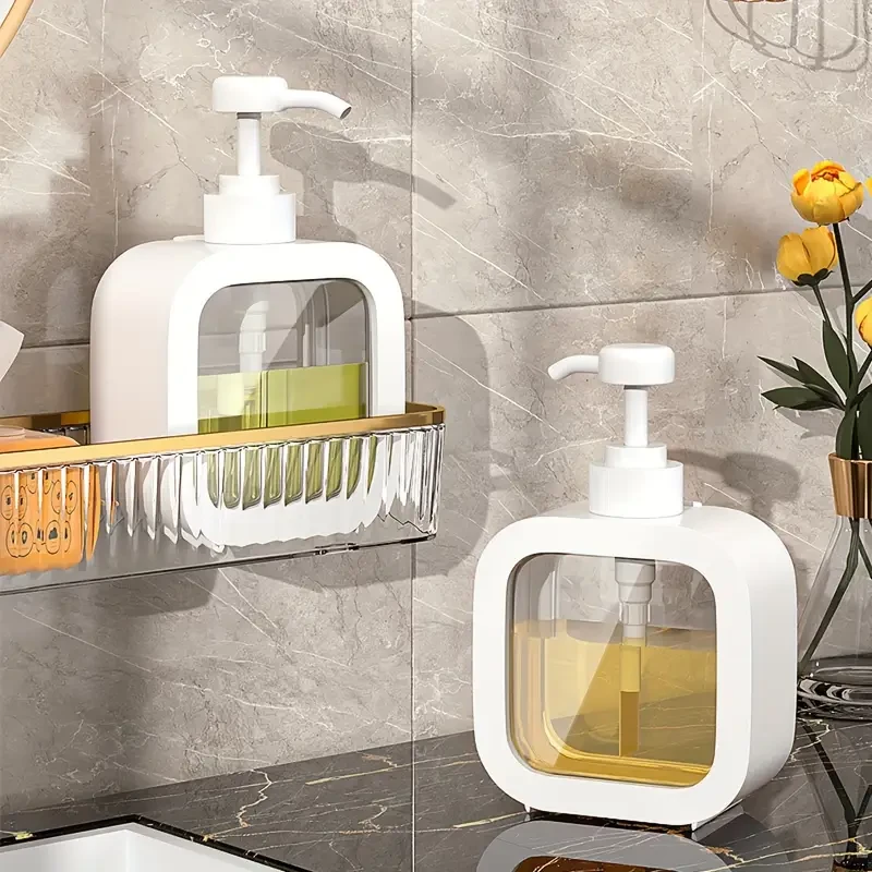 1pc Clear Plastic Soap Dispenser - Press-Type, Refillable Lotion & Shampoo Bottle for Bathroom