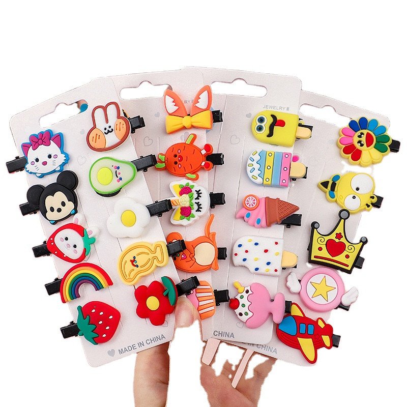 Hot Sale Candy Color Baby Snap Hair Clips Cute 10 PCS Flower Rainbow Fruits Kids Hair Pin Set Accessories