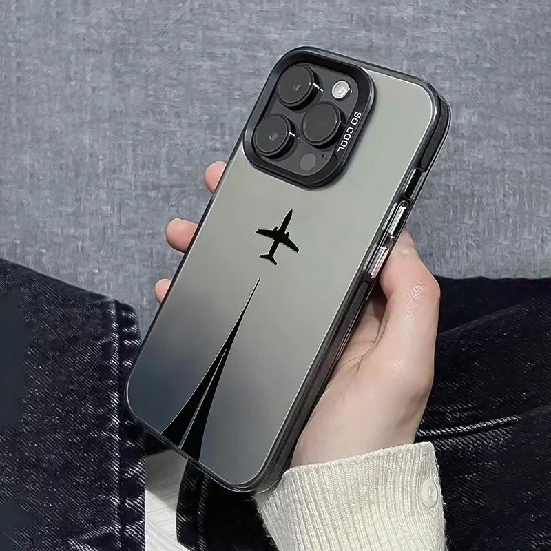 Creative airplane patterns phone case for iPhone 16 15 14 13 12 11 Pro/ Max/Plus shock-proof rear cover anti-fingerprint