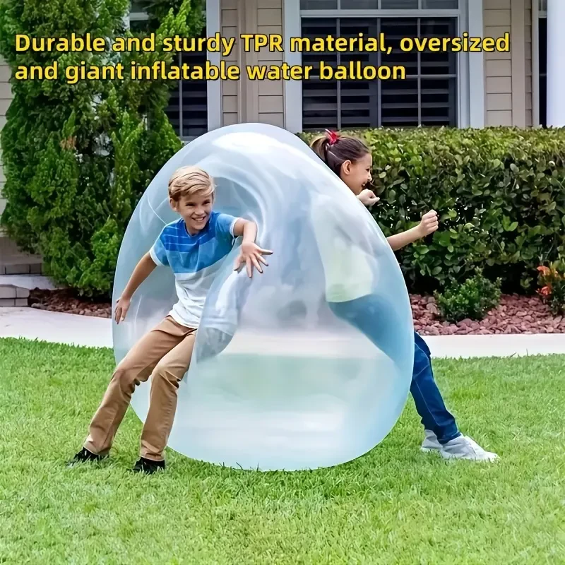 1pc Giant TPR Water Fill Ball - Durable & Easy-Inflate Outdoor Toy for Beach, Pool, Backyard Parties - Blue with White Hose, Perfect for Family Fun & Group Games, Inflatable Water Ball, Beach Play Ite