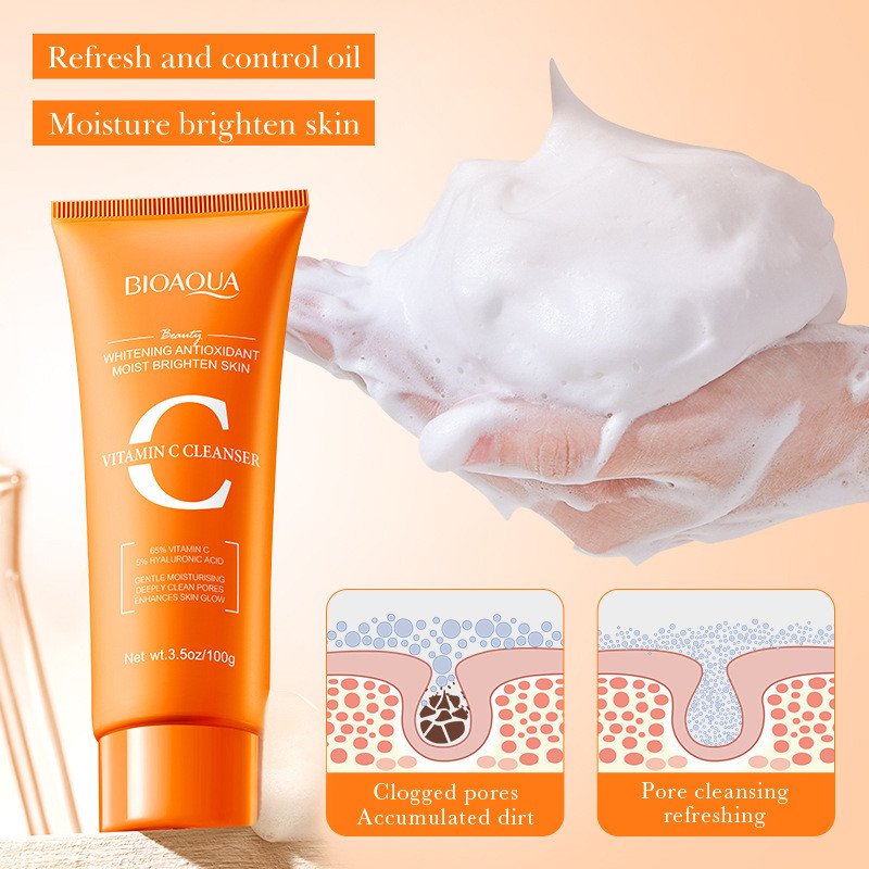 Own brand Pore-Clearing Lotion Anti-Aging Deep Clean Vitamin C Whitening Antioxidant Cleanser Face wash