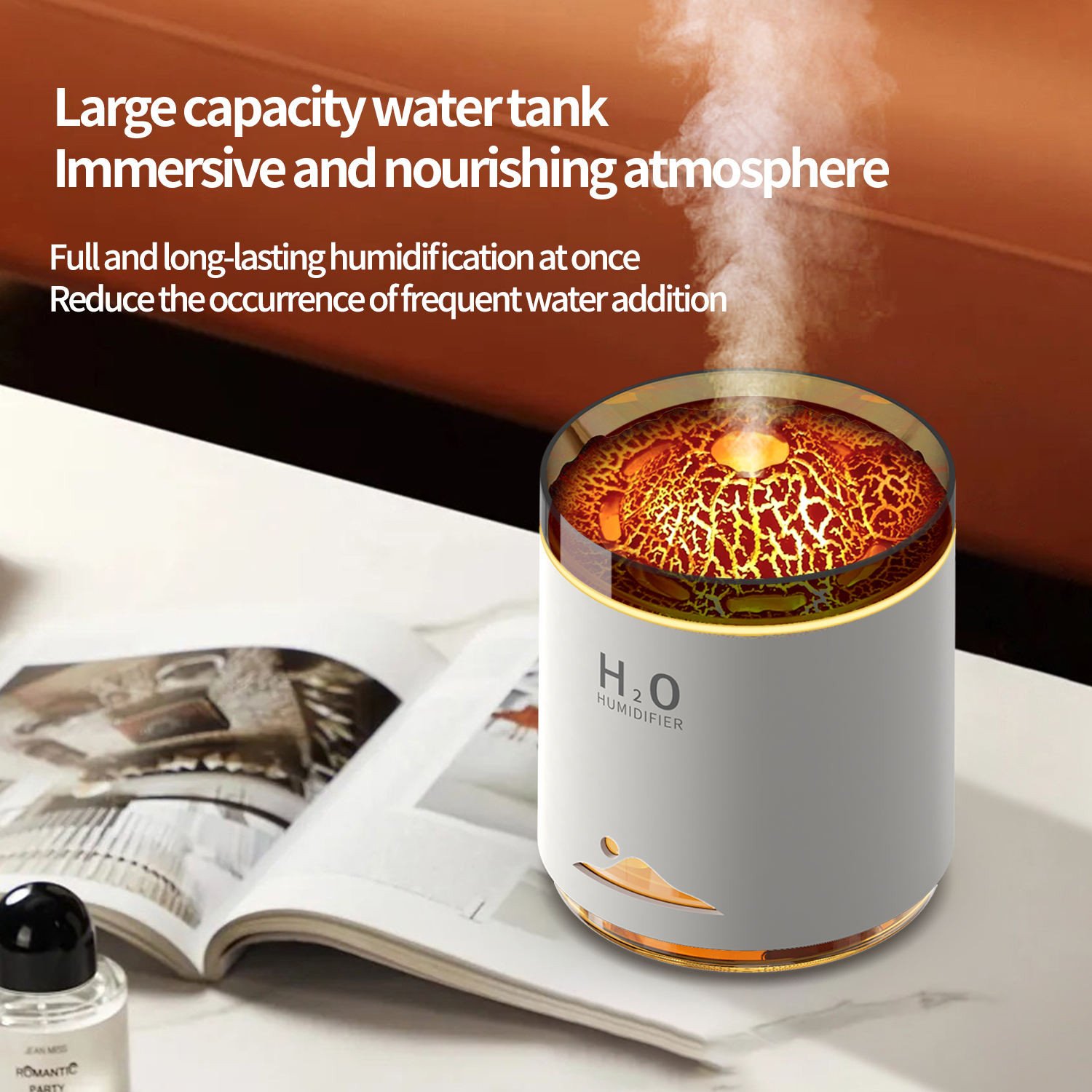 7 Color Bedroom Simulate Aromatherapy Machine Volcanic Flame Aroma Volcano Humidifier Diffuser With Night Light